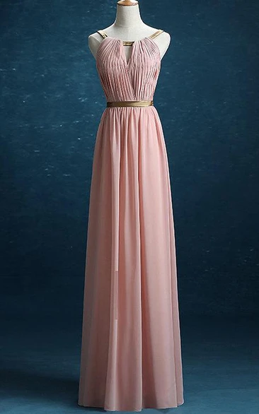 Elegant Floor-length Chiffon and Satin Bridesmaid Dress