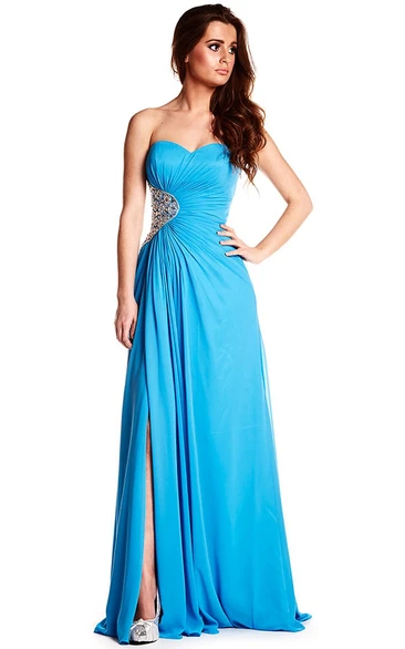 Beaded Chiffon Sweetheart Prom Dress Women's Prom Dress with Sleeveless Design