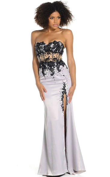 Mermaid Appliqued Sweetheart Sleeveless Prom Dress Unique Maxi Dress