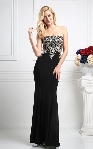 Strapless Sheath Jersey Dress with Beading and Zipper for Prom