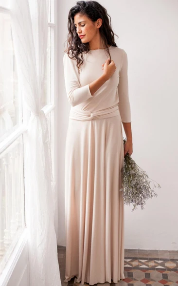 Jersey & Satin Long Sleeve Dress Modern Bridesmaid Dress