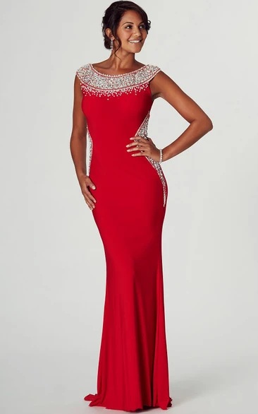 Beaded Jersey Prom Dress with Scoop Neck and Pencil Silhouette Modern Prom Dress 2024