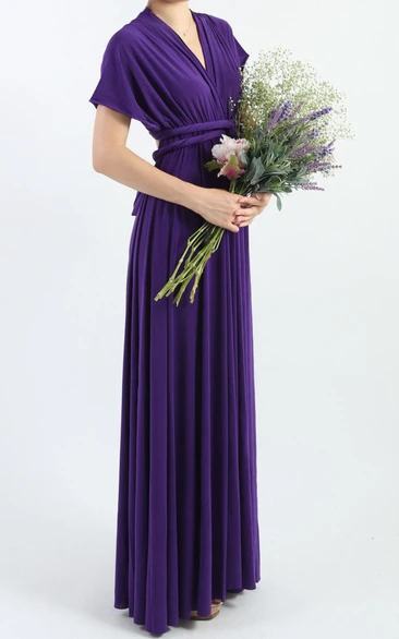 Purple Formal Multiway Wrap Dress Infinity Convertible and Floor Length
