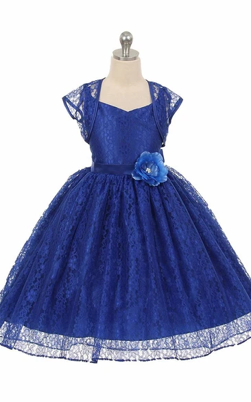 Criss-Cross Lace Flower Girl Dress with Sash High-Low