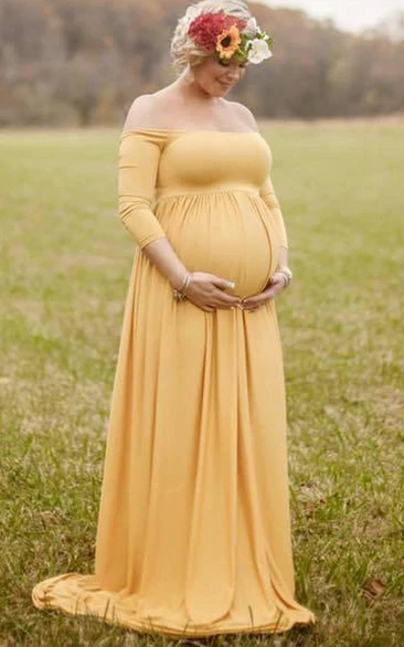 Maternity Jersey Dress with Split Sleeves Elegant Bridesmaid Dress