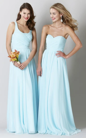 Criss-Cross Chiffon Bridesmaid Dress with Pleats and V-Back Sweetheart Maxi