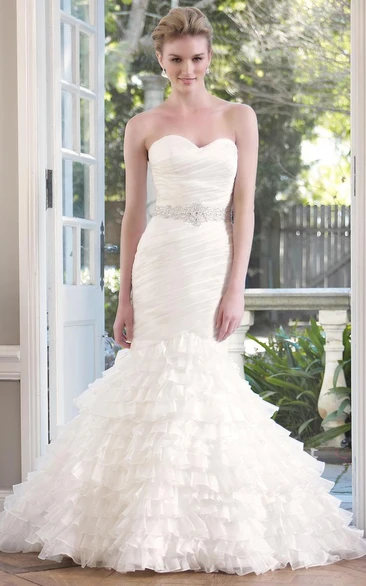 Jeweled Organza Wedding Dress with Mermaid Silhouette Unique and Modern