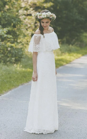 Vintage Lace Boho Wedding Dress with Light Fabric