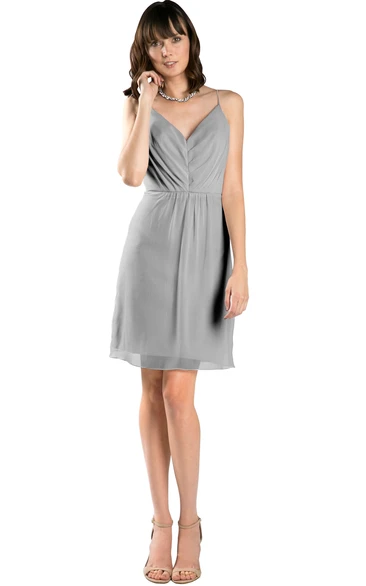 Spaghetti Sleeveless Chiffon Bridesmaid Dress in Muti-Color Pencil Style with Low-V Back