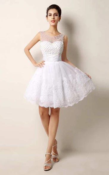 Ruched Lace Strapless Formal Dress with Scoop Neck