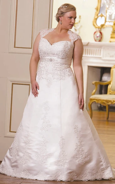Lace Sweetheart Applique A-Line Plus Size Wedding Dress