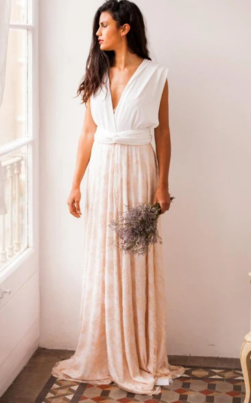 Rose Gold Lace Bridal Gown with Pale Pink and Beige Pink for Bridesmaid Ceremony