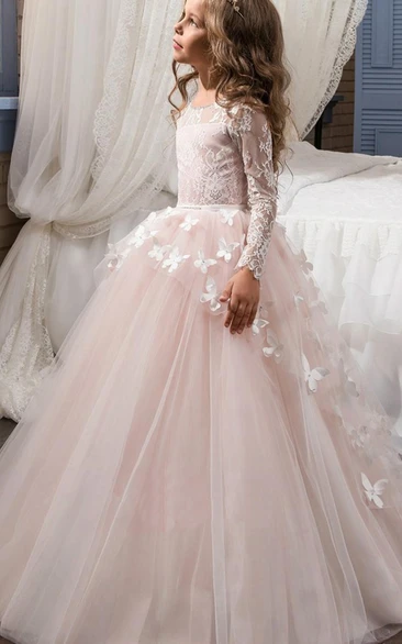 Champagne floor length flower girl outlet dresses