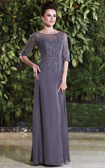 Long Mother of the Bride Dress with Beadings and Appliques Classy Formal Dress