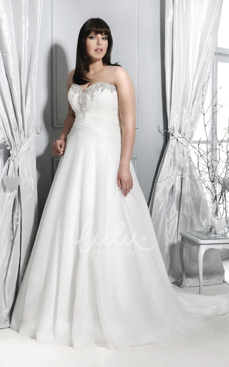 Applique Corset Back Sweetheart Wedding Dress with Pleats