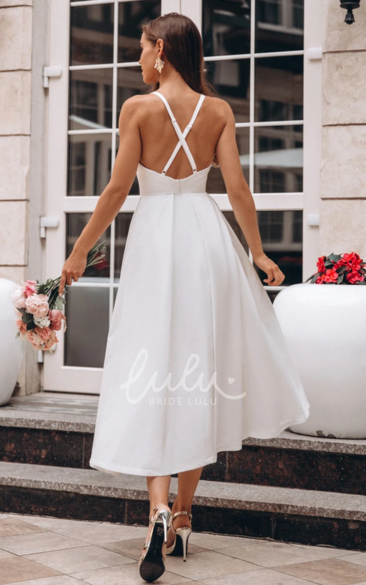 Sleeveless Satin A-Line Wedding Dress with Open Back and Ruffles Simple & Elegant
