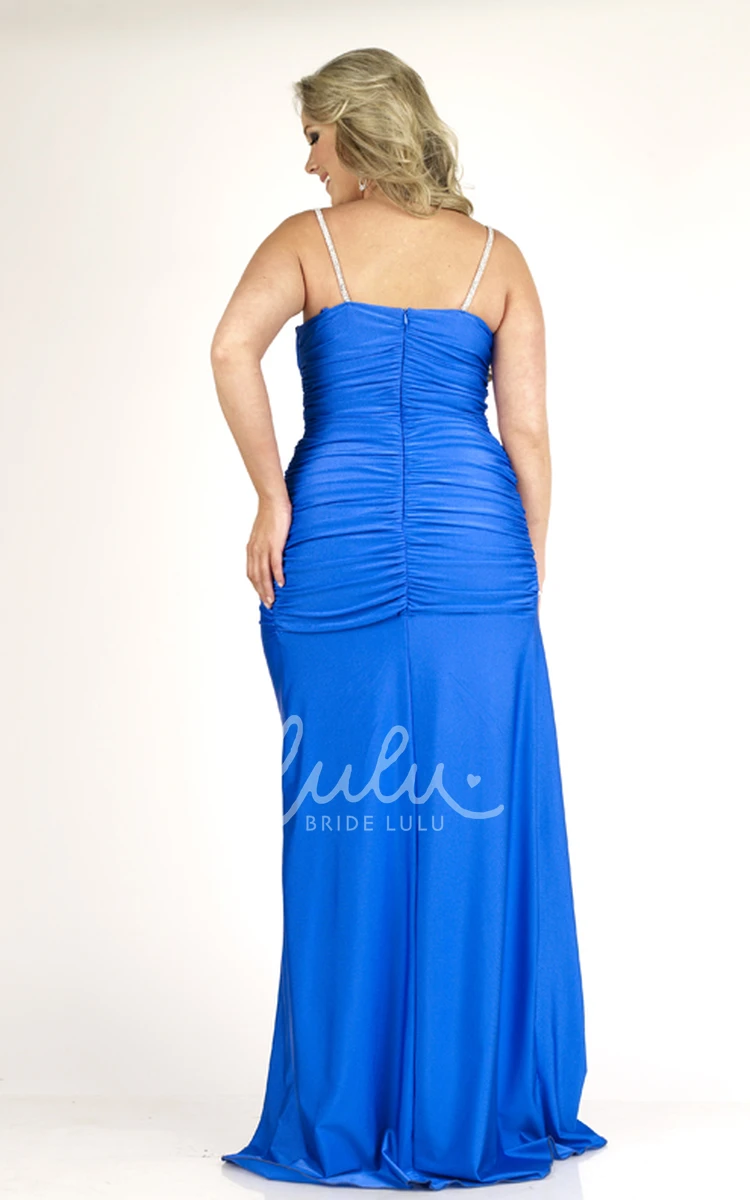Flowy Jersey Floor-length Dress with Spaghetti Straps Beading and Draping