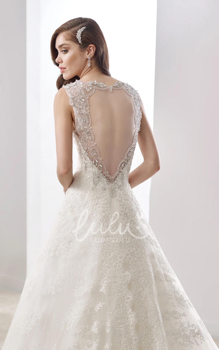 Illusive Lace Straps A-line Wedding Dress with Sweetheart Neckline and Keyhole Back Romantic Bridal Gown