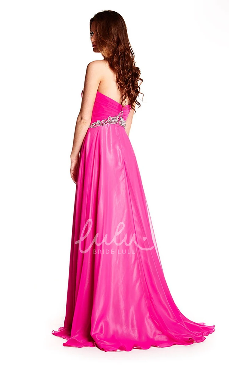 Sweetheart Chiffon Prom Dress Beaded Sleeveless Flowy Women's Formal Gown