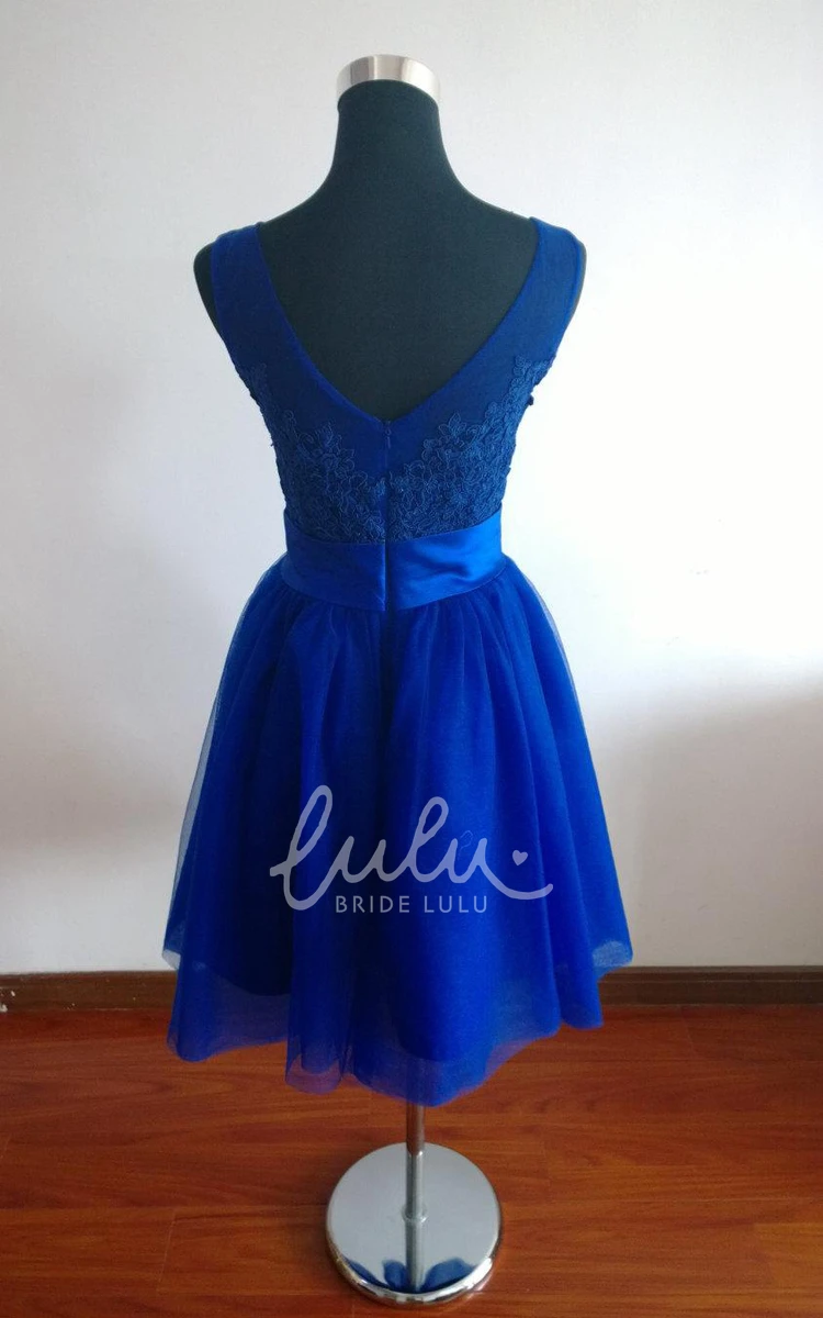 Chiffon A-line Dress with Appliques and Sleeveless Cut