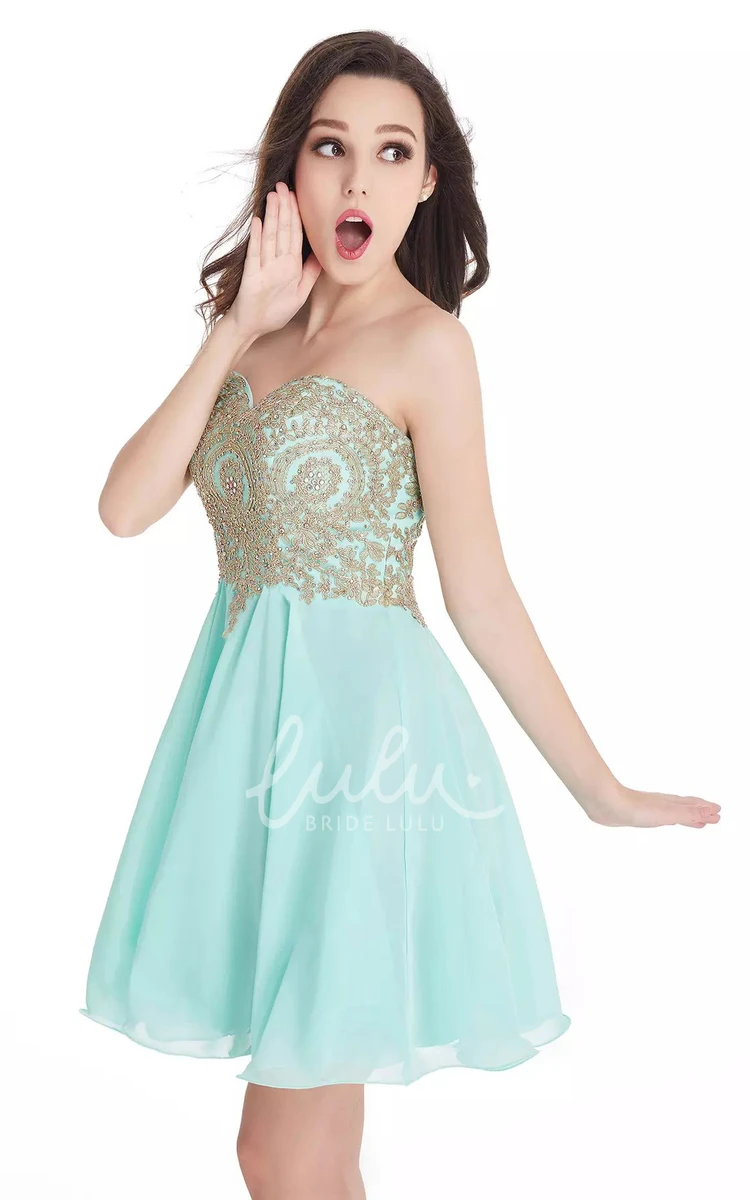 Sweetheart A-line Mini Dress with Beading and Lace Homecoming Dress