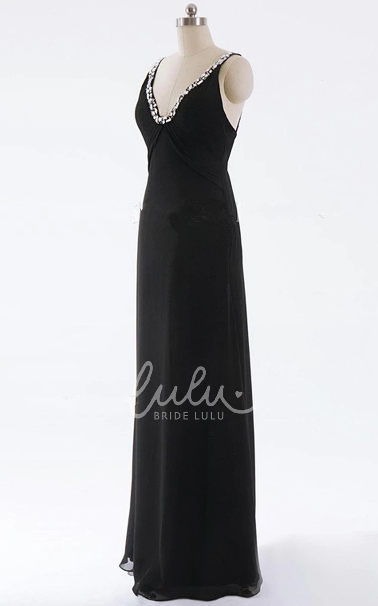 Backless Maxi Bridesmaid Dress with Ruched Bodice and Beading