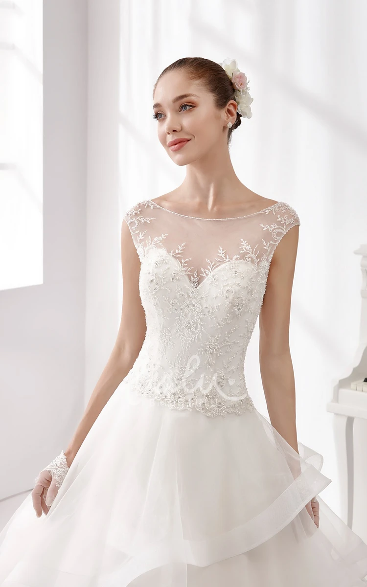 Lace Bodice Ruffled A-line Wedding Dress