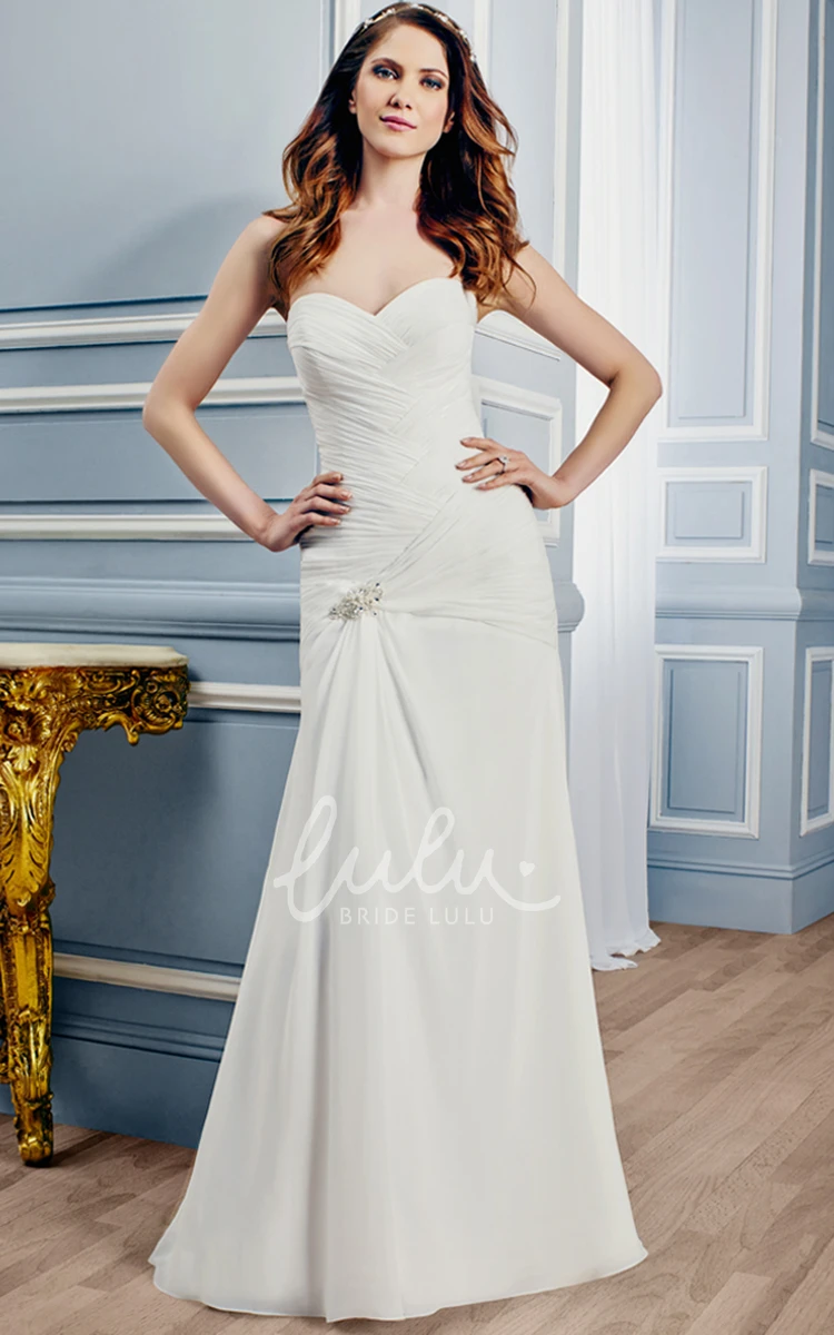 Sweetheart Chiffon Wedding Dress with Criss Cross and Zipper Modern Sheath Bridal Gown