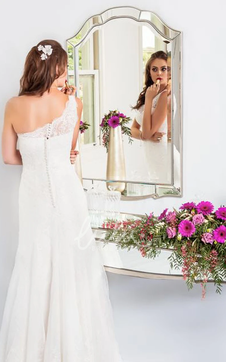 One-Shoulder Sheath Lace Wedding Dress Unique Wedding Dress