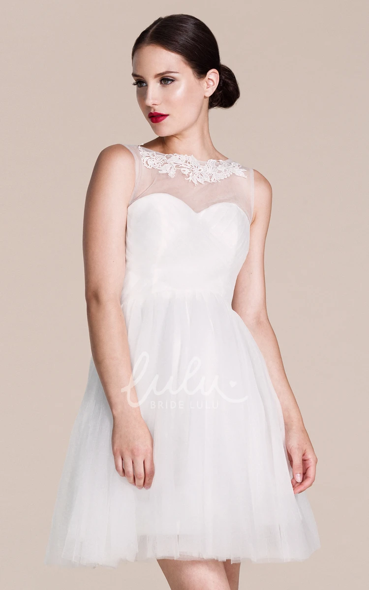 Tulle Illusion Neckline Short Bridesmaid Dress in A-line Style