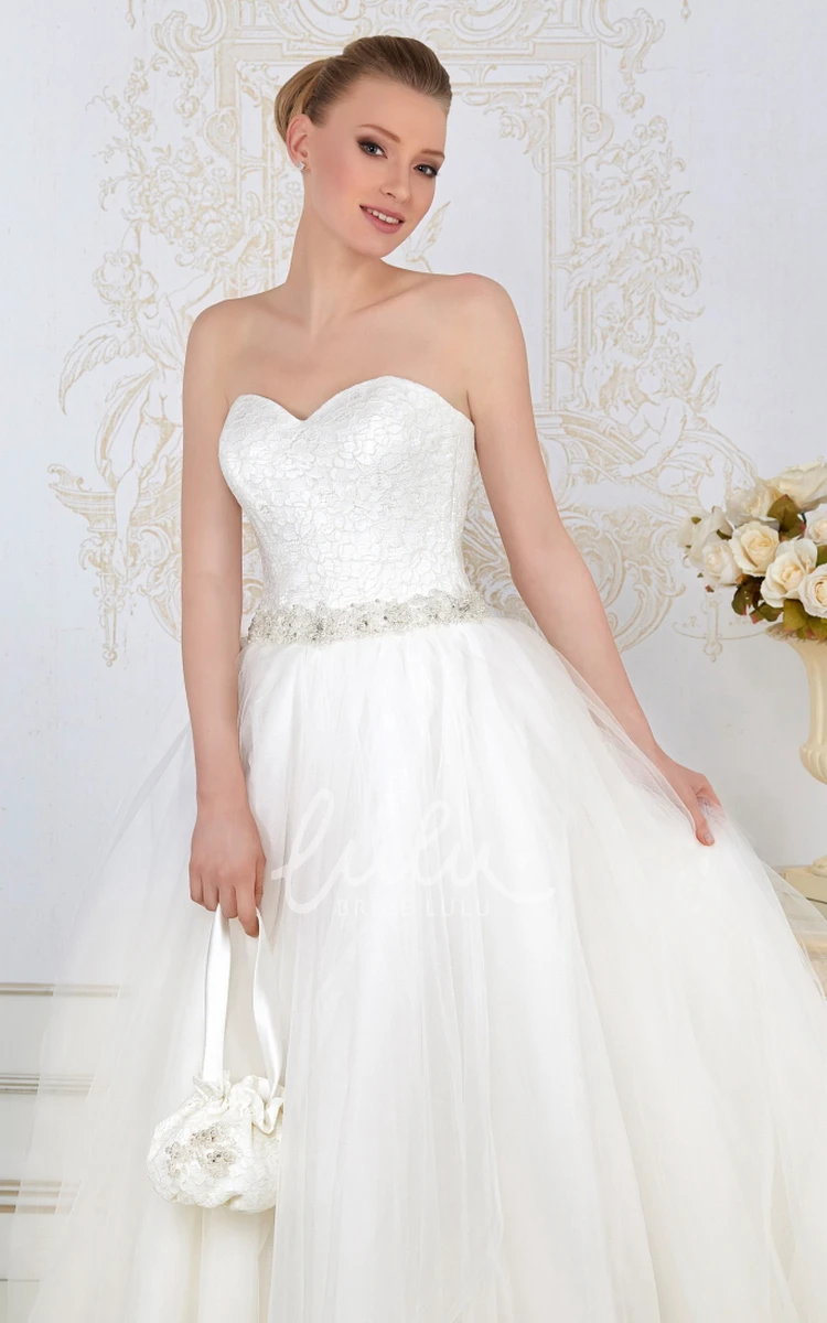 Tulle Sweetheart Sleeveless Ball Gown Wedding Dress with Jeweled Bodice