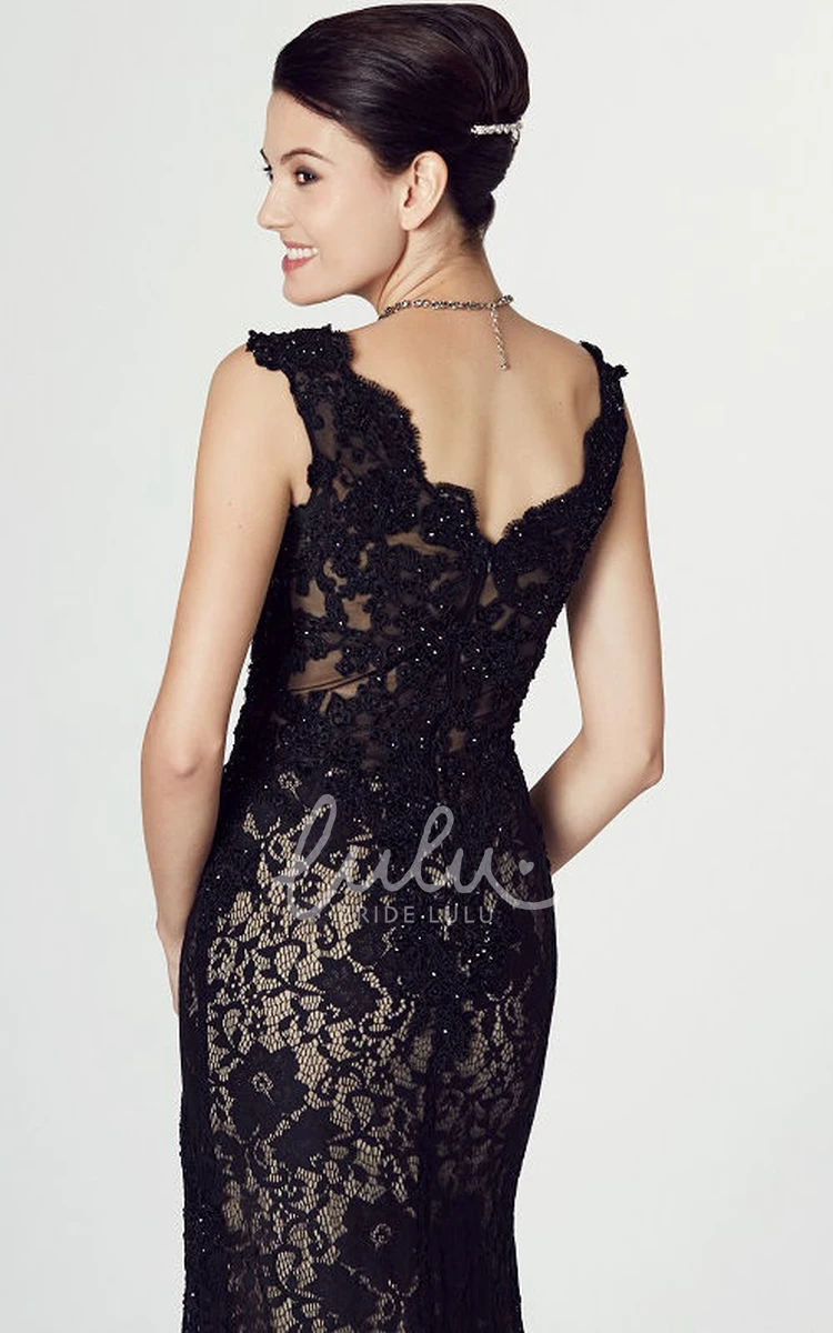 Appliqued Lace Prom Dress V-Neck Sleeveless Floor-Length