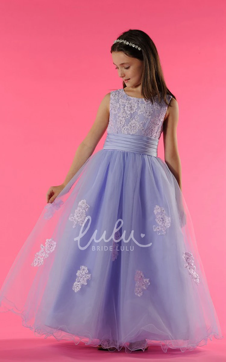 Tulle Ball Gown with Lace Top for Flower Girls