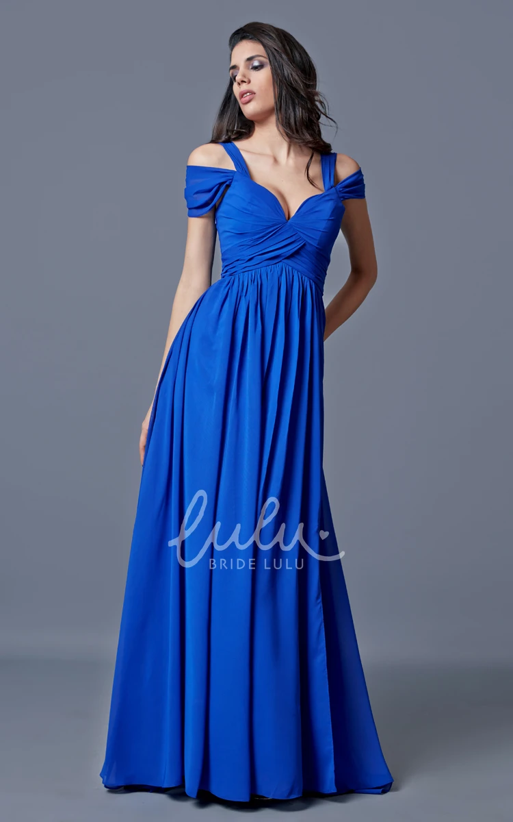 Off-the-Shoulder Chiffon Prom Dress with Split and A-line Silhouette