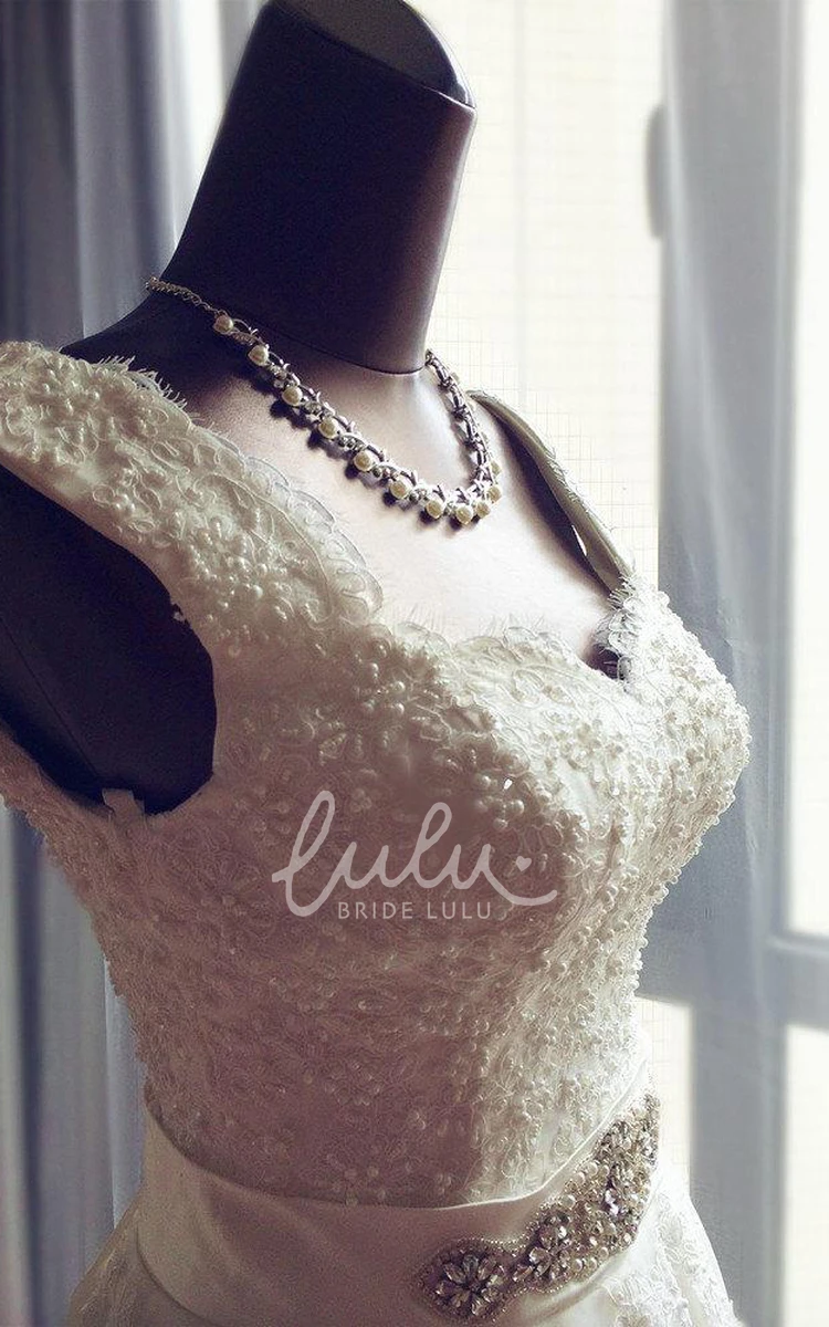 Alce Tea-Length Wedding Dress with Beaded Waistband Chic Bridal Attire