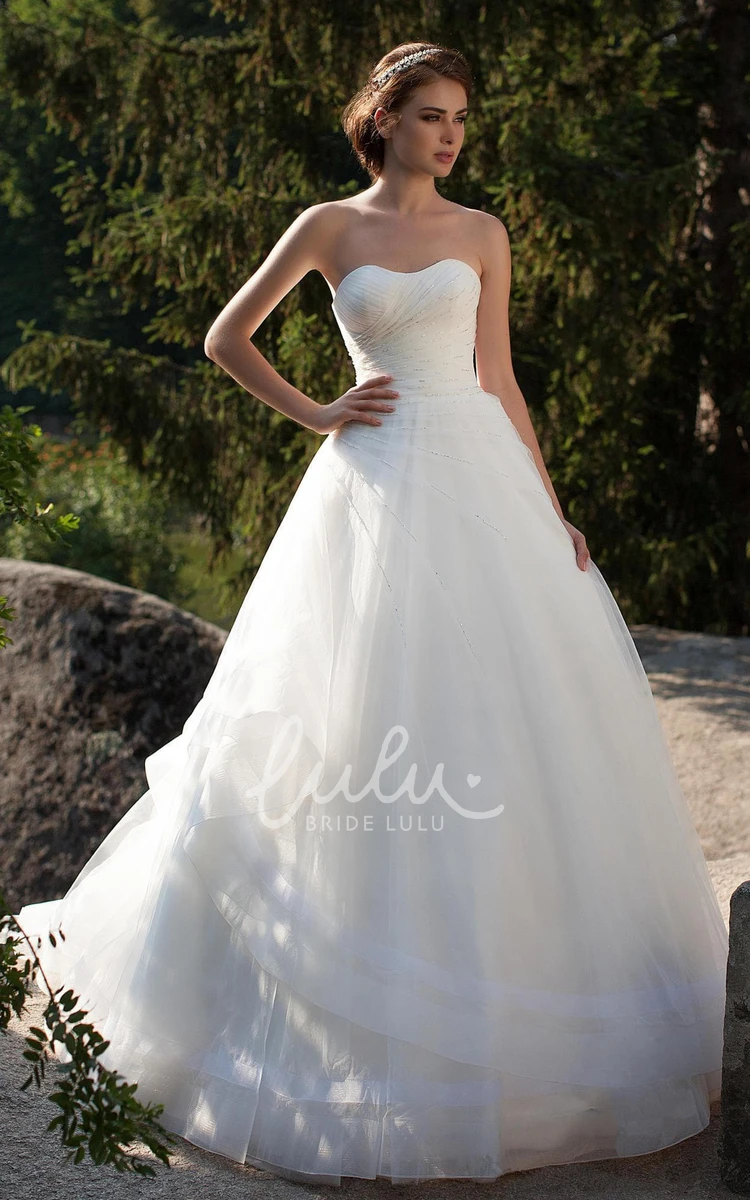 Lace-Up Sweetheart A-Line Tulle Wedding Dress with Beading and Side Draping