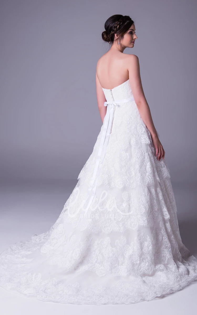 Tiered Lace A-Line Sweetheart Wedding Dress