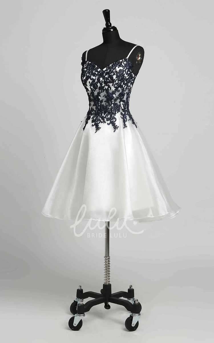 Romantic Organza A-Line Sleeveless Short Dress with Appliques and Straps