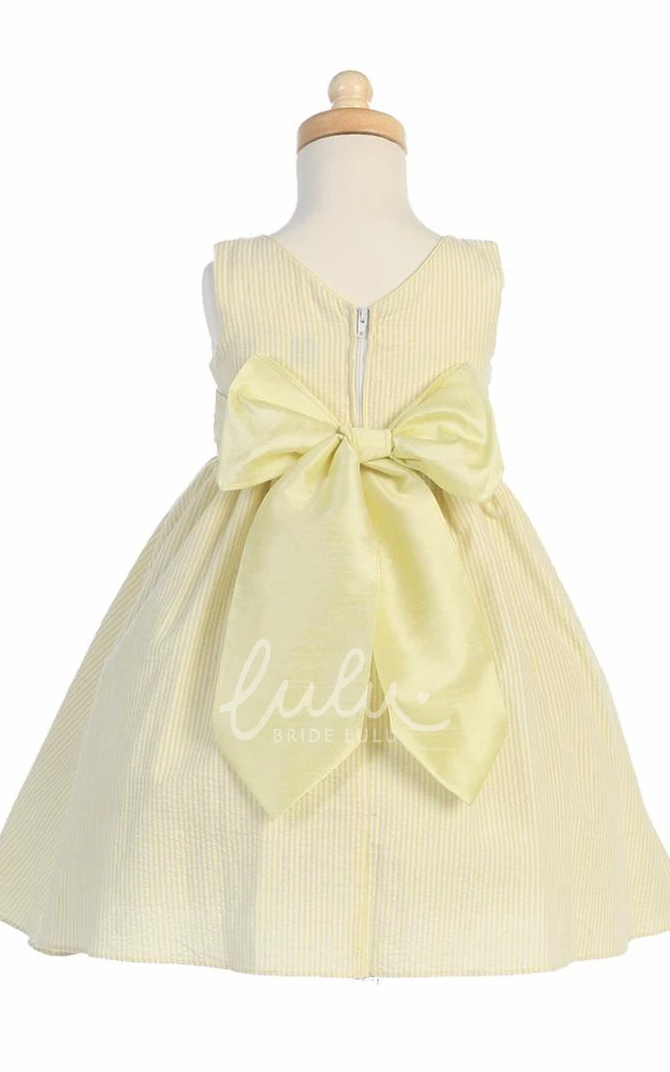 Sleeveless Tiered Flower Girl Tea-Length Dress in Satin