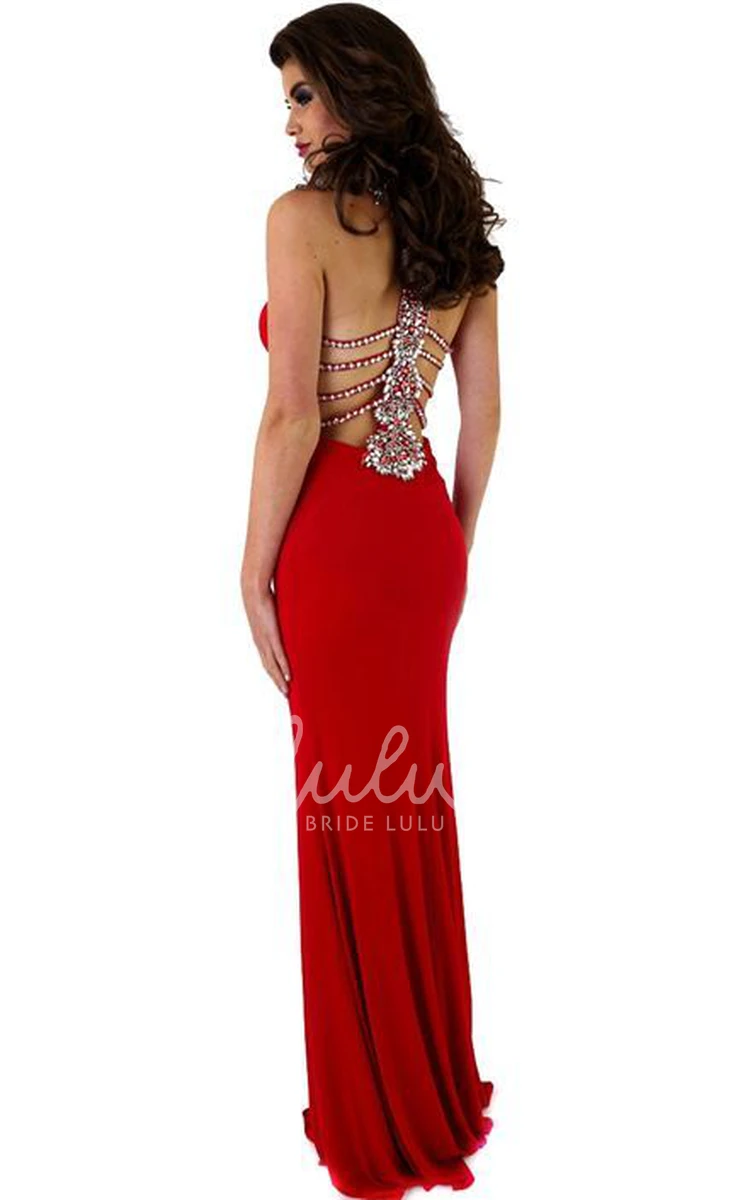 Sleeveless Beaded Sheath Jersey Prom Dress Modern Formal Dress for Women