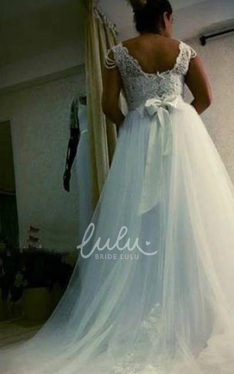 Lace Tulle A-Line Wedding Dress with Bateau Neckline