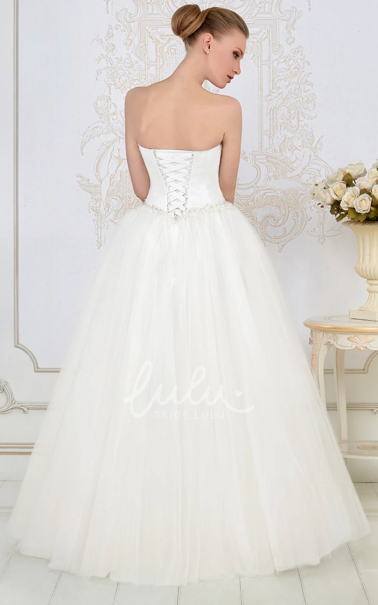 Waist Jewellery Ruched Sweetheart Sleeveless Tulle Ball Gown Wedding Dress