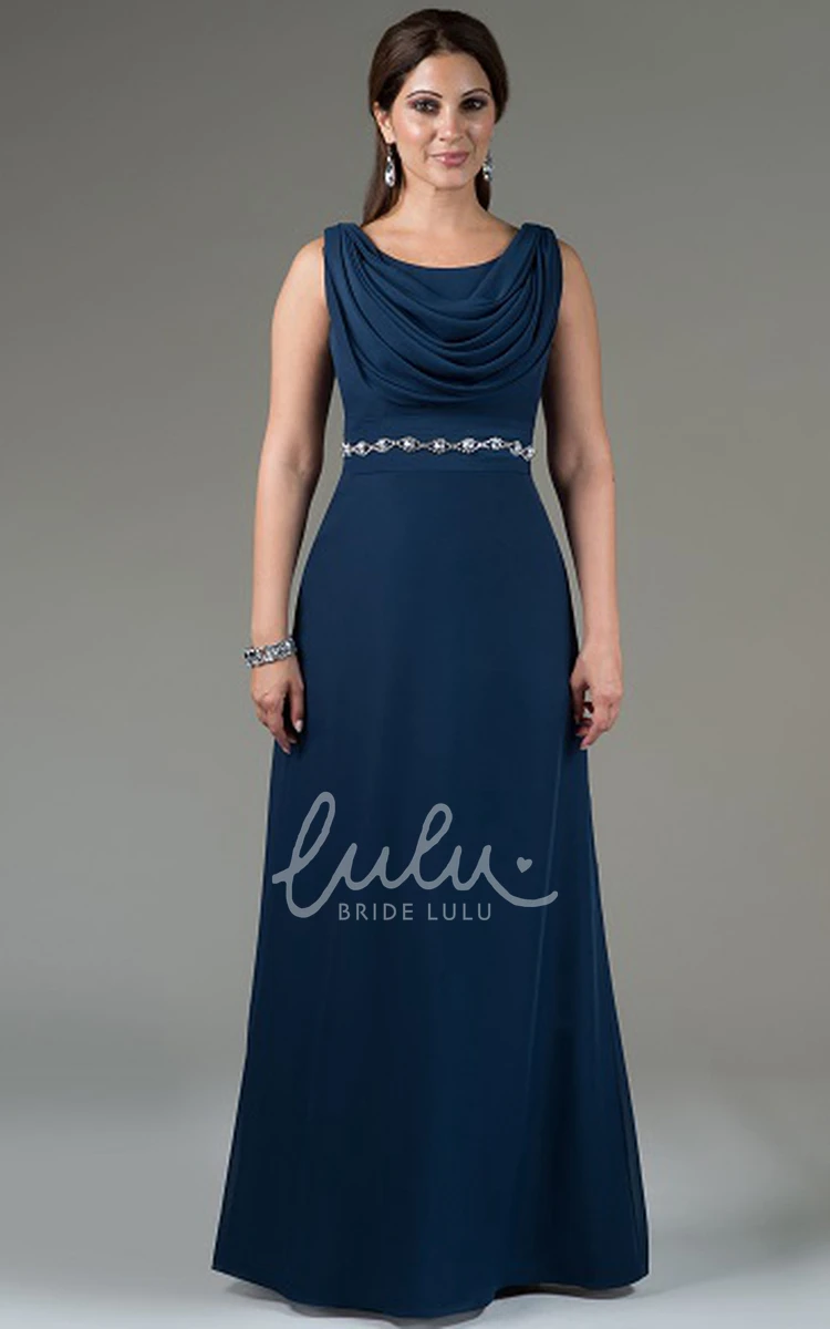 A-Line Chiffon Bridesmaid Dress with Crystal Waist and Front Drape