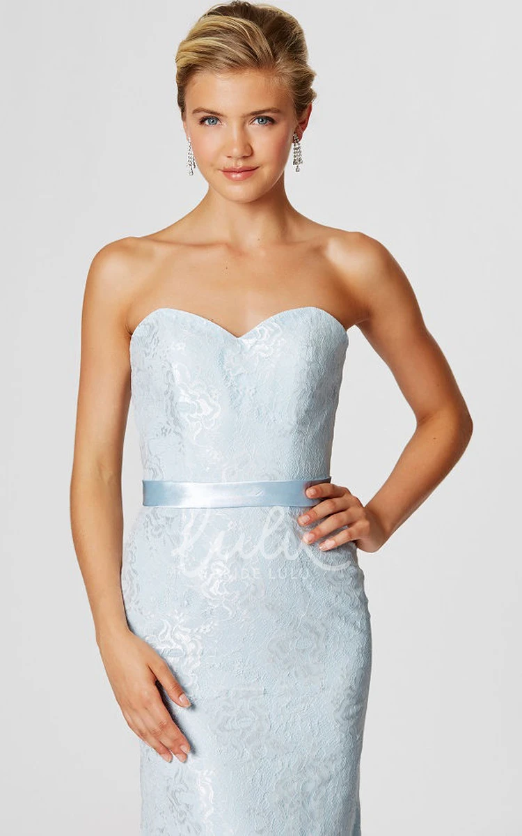 Lace Ribboned Sweetheart Bridesmaid Dress Sleeveless