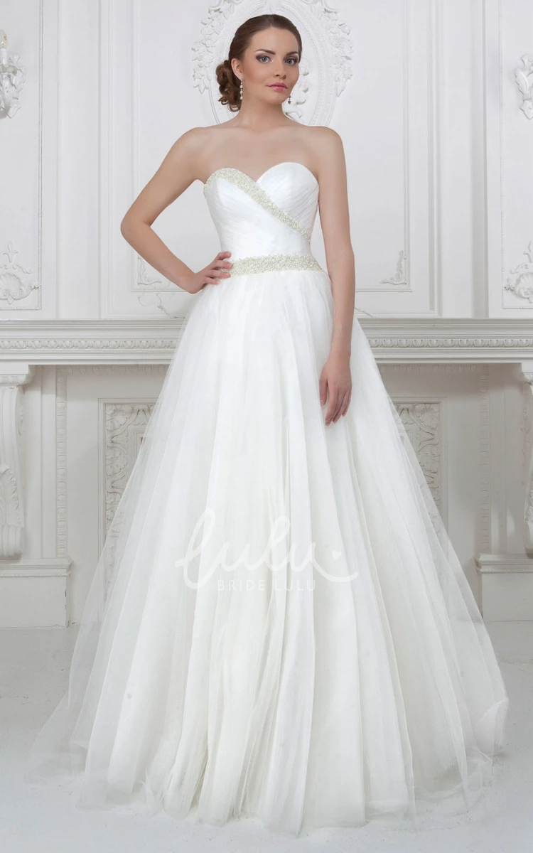 Sweetheart Criss-Cross Sleeveless Tulle A-Line Wedding Dress Romantic Bridal Gown