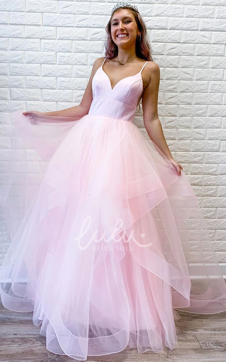 Modern A-Line Formal Dress with Satin and Tulle Ruffles