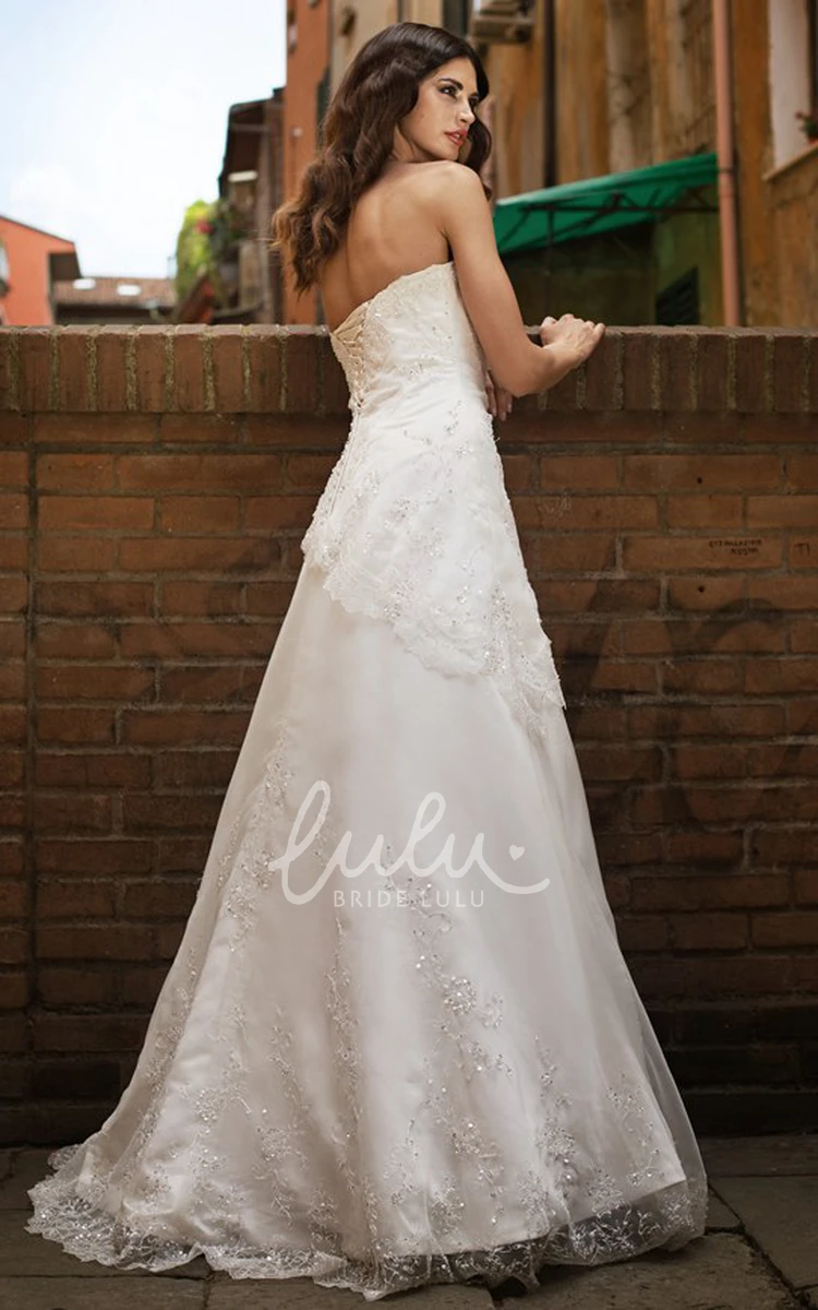 Beaded Satin A-Line Wedding Dress with Side Draping Elegant Maxi Style