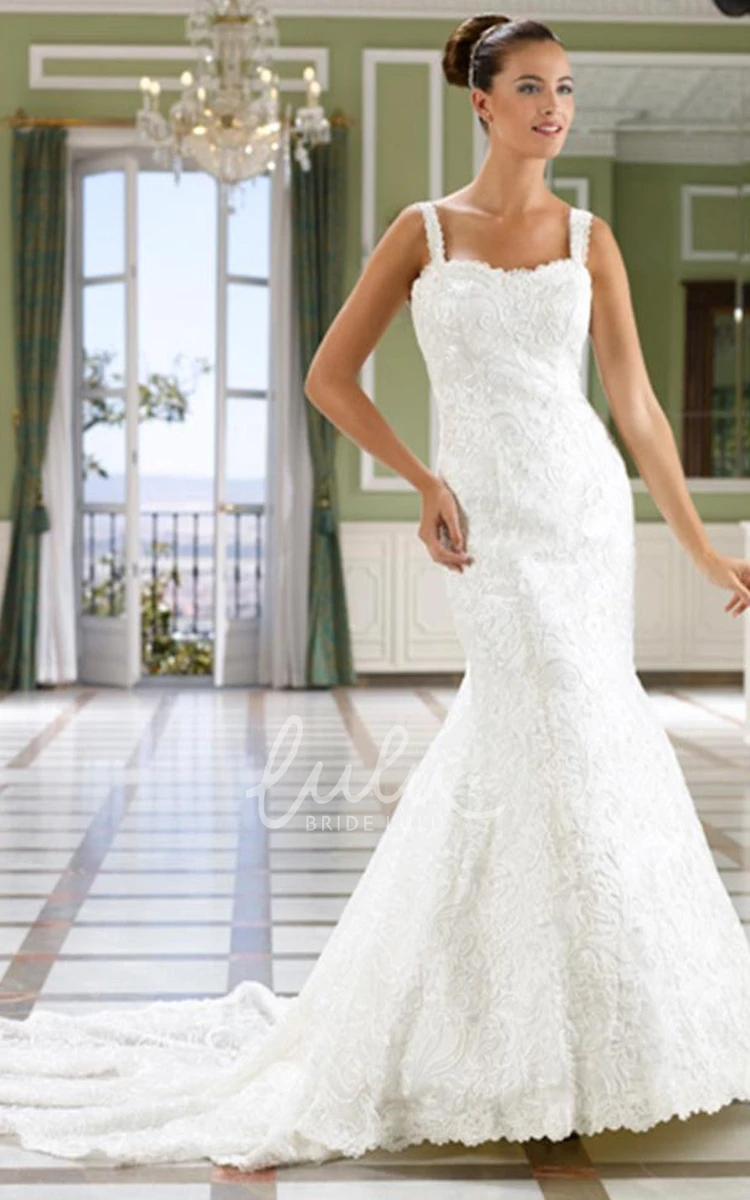 Sheath Lace Wedding Dress with Caped Sleeves and Low-V Back