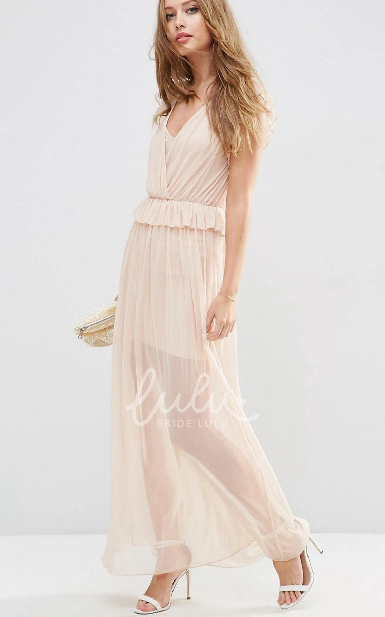 Sleeveless Sheath Chiffon Bridesmaid Dress with Ruching Modern Bridesmaid Dress