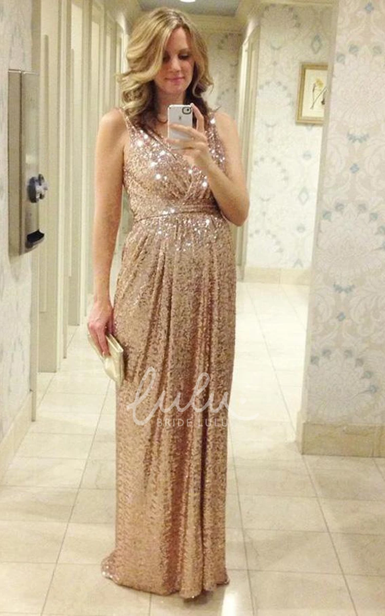 Maternity Sequined A-line Prom Dress Sleeveless Glamorous